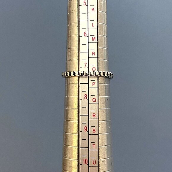 Sterling Silver 925 Dainty Minimalist Round Turquoise Twisted Band Ring Sz 7.25 - Picture 9 of 16